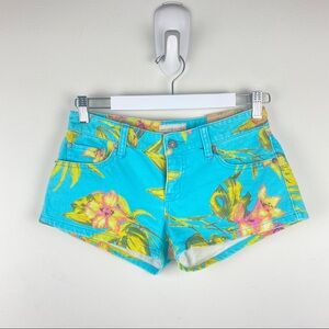 Denim & Supply Ralph Lauren Tropical Mini Shorts Blue Size 26